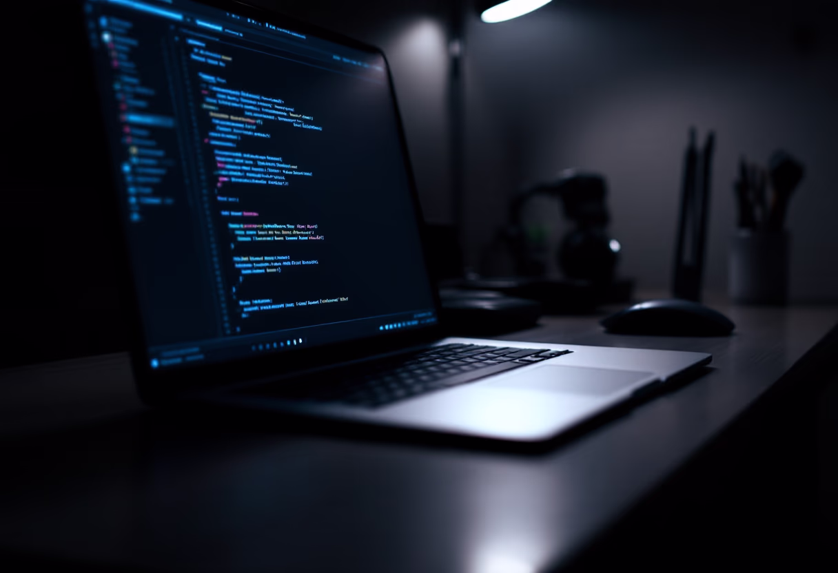 image of a coding interface showing a programming code on a laptop
